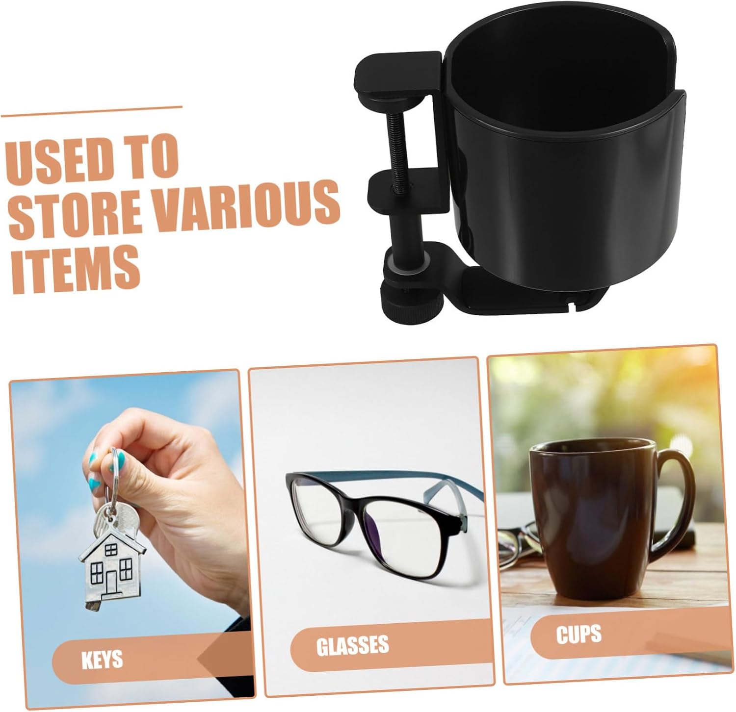 Desk Cup Holder Headphone Hanger 360° Rotation Easy Install Keep Your Desk Tidy