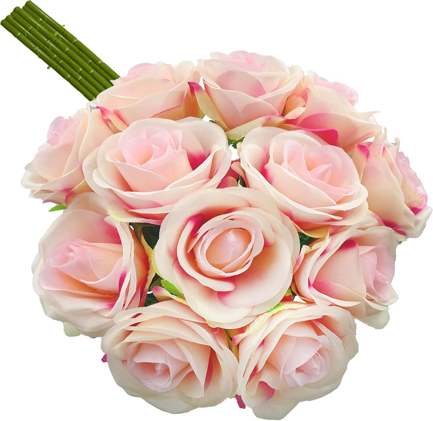 12 PCS Rose Artificial Silk Flowers, Fake Roses with Long Stems Realistic Faux Rose Flower Bouquets for Home Wedding Decoration Party-Gradient Pink - Image 4
