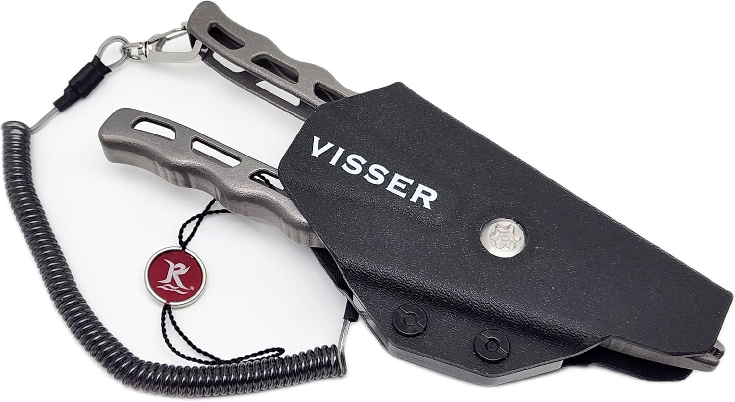 VISSER 7.5 inch Titanium Fishing Pliers with Secure Hold Sheath & Lanyard, Durable replaceable cutters with split ring feature, Made in the USA