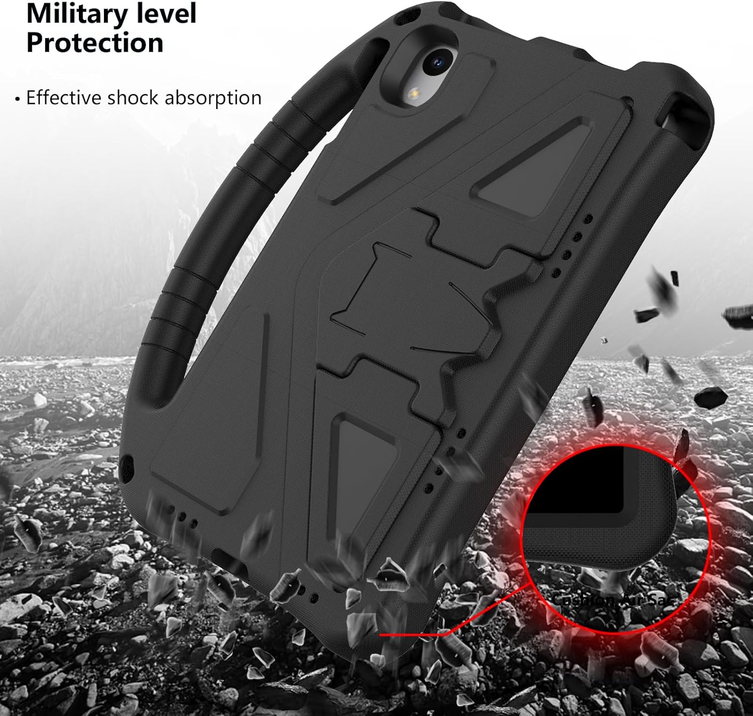 YRH for Urao C107 10.1 inch Tablet Case 2024, Kids EVA Shockproof Cover with Handle Kickstand for Urao Android Tablet 10.1'' (Black)