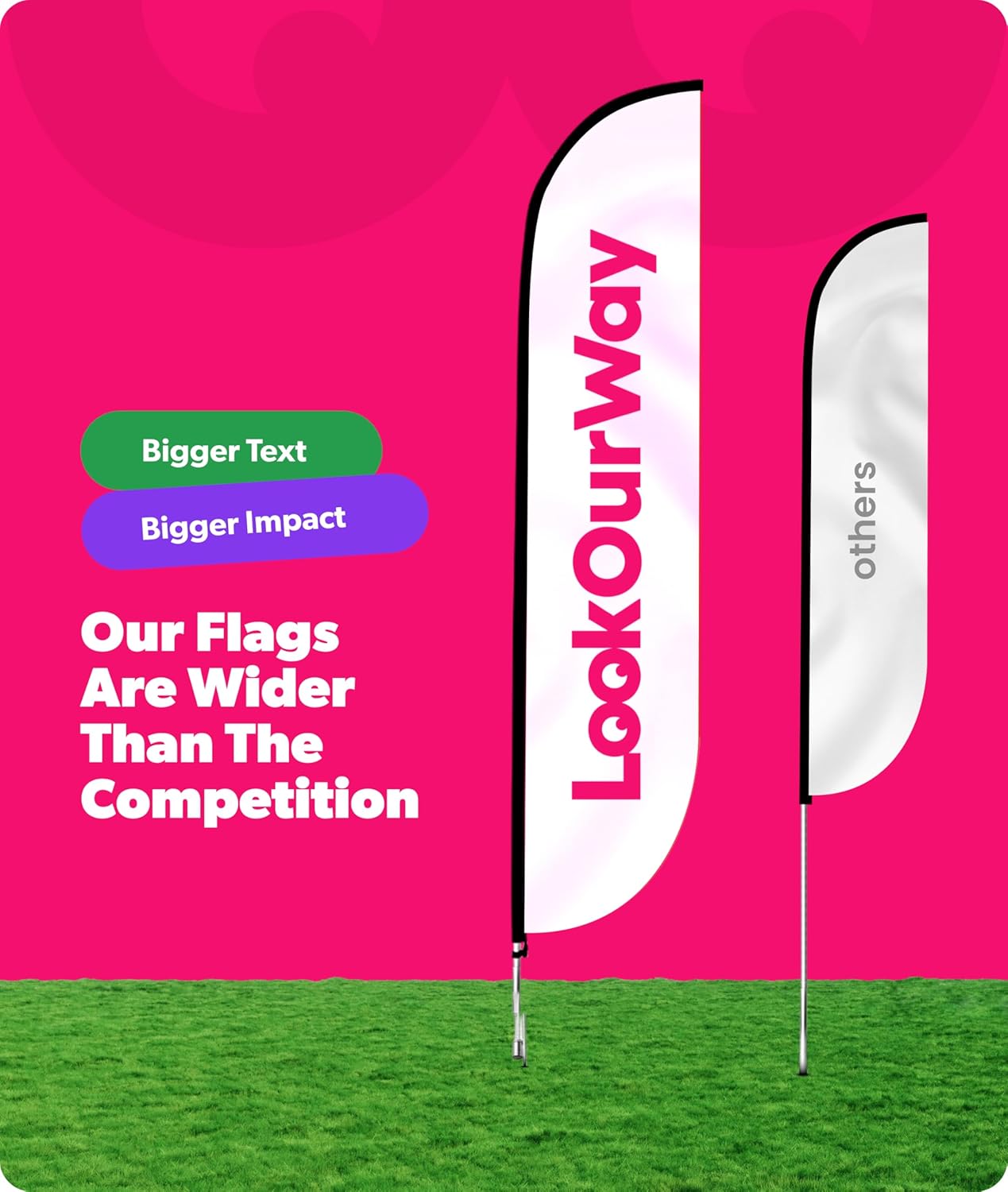 LookOurWay Feather Flag Pole Kit - 12 Feet Tall Advertising Flag Banner with Fiberglass Pole Kit and Ground Spike for Business Promotion - Car Wash Flags - Car Wash Bubbles (10M1200046)