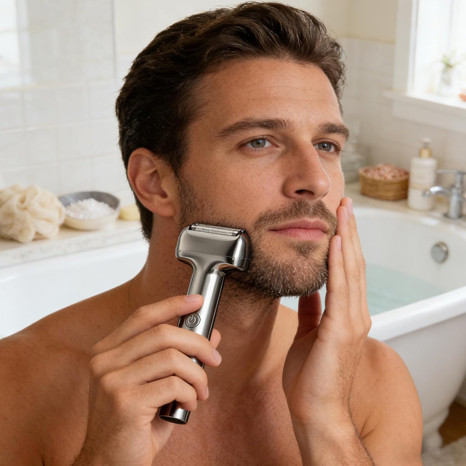 Electric Beard Shaver | Waterproof Facial Hair Trimmer | Foil Head Electric Beard Shaver for Men | for Travel Camping Hiking Home Dorm Father Boyfriend Husband Friends