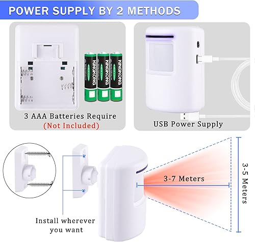 Miniatura 3 de Shaogax Sistema de alarma con sensor de movimiento, alarma inalámbrica de seguridad para el hogar para interiores, detector de movimiento con 2