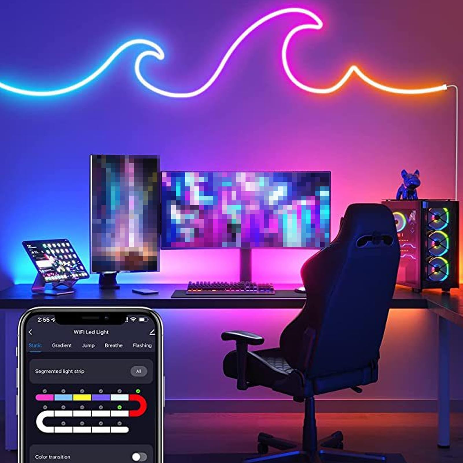 Lumières LED Temporisées Pour TV Bande Lumineuse LED À Luminosité Réglable, DIY Modes Multiples 16 Millions De Couleurs Réglables Convient À L'arrière-plan De La TV, À La Décoration De La Maison(5m)