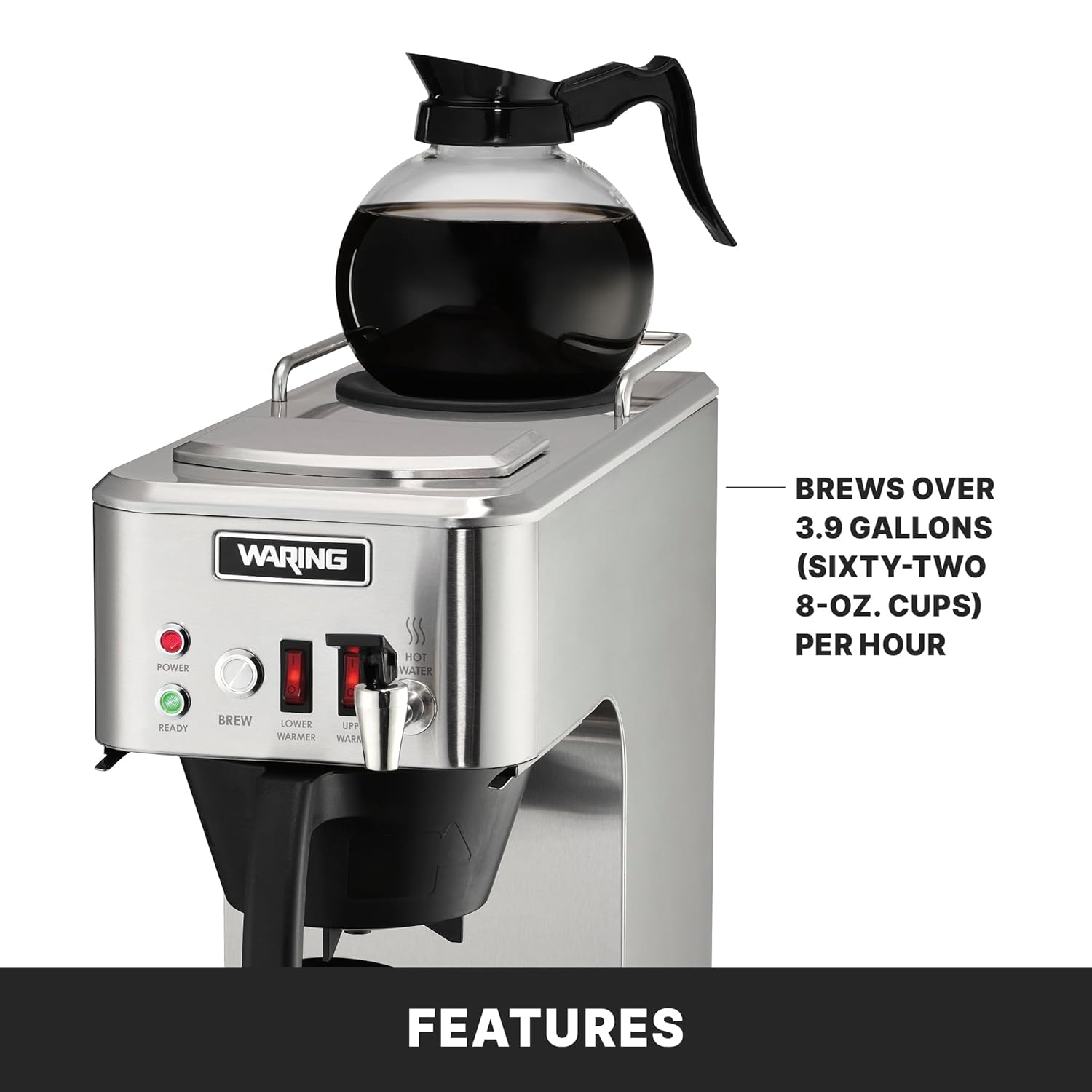 Pouring water into Waring Commercial WCM50P Coffee Brewer