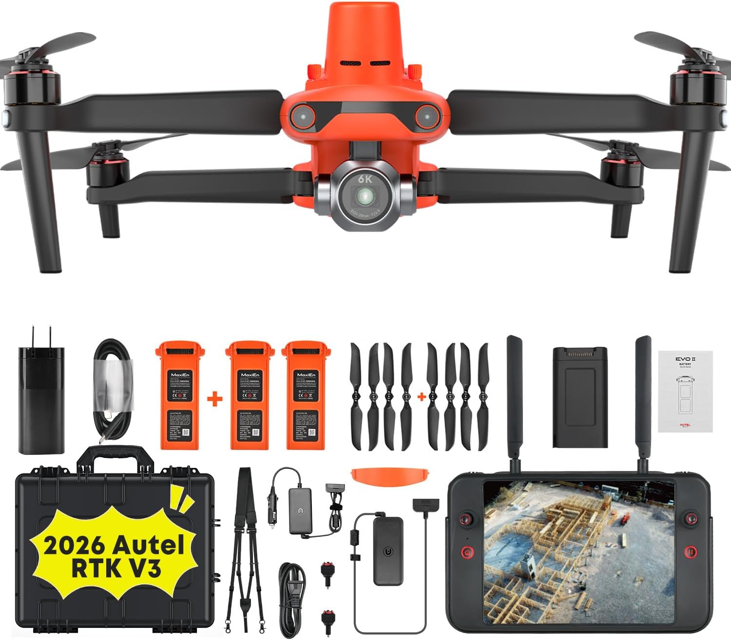 Autel Robotics EVO II PRO RTK V3, S-ony 1'' 6K/30fps HDR Video, Centimeter-Level Positioning, High-Precision GNSS Base Station, PPK Support, 20MP, SkyLink 2.0, 15KM Transmission, For Mapping