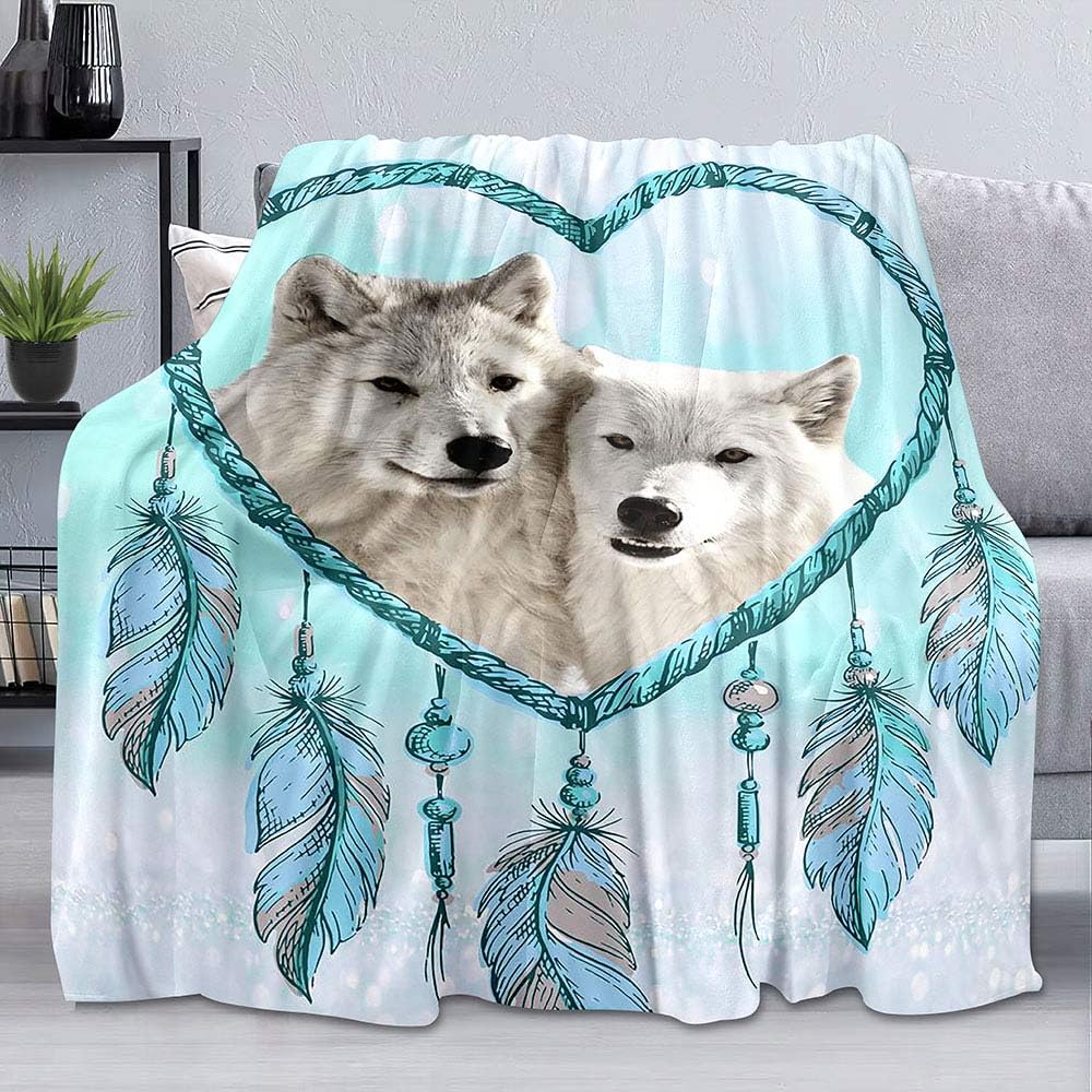 Couverture polaire loup bleu anti-froid pour canapé et divan de salon M