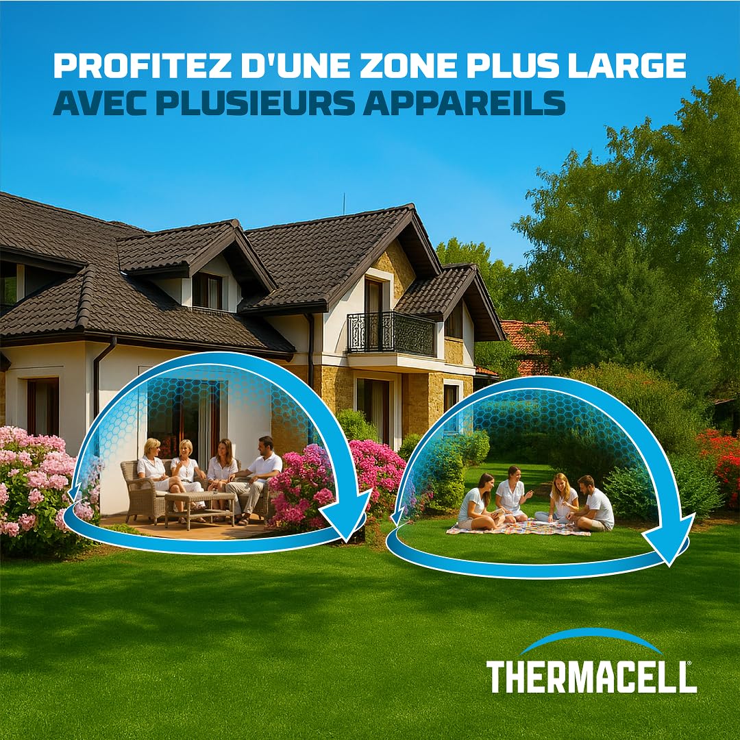 THERMACELL Diffuseur Anti Moustiques et Moustiques Tigres - Extérieur, Jardin, Terrasse - sans Fil, Nomade - Zone de Protection 20m² - Effet Rapide - Inodore - Recharges Non-Incluses - Blanc