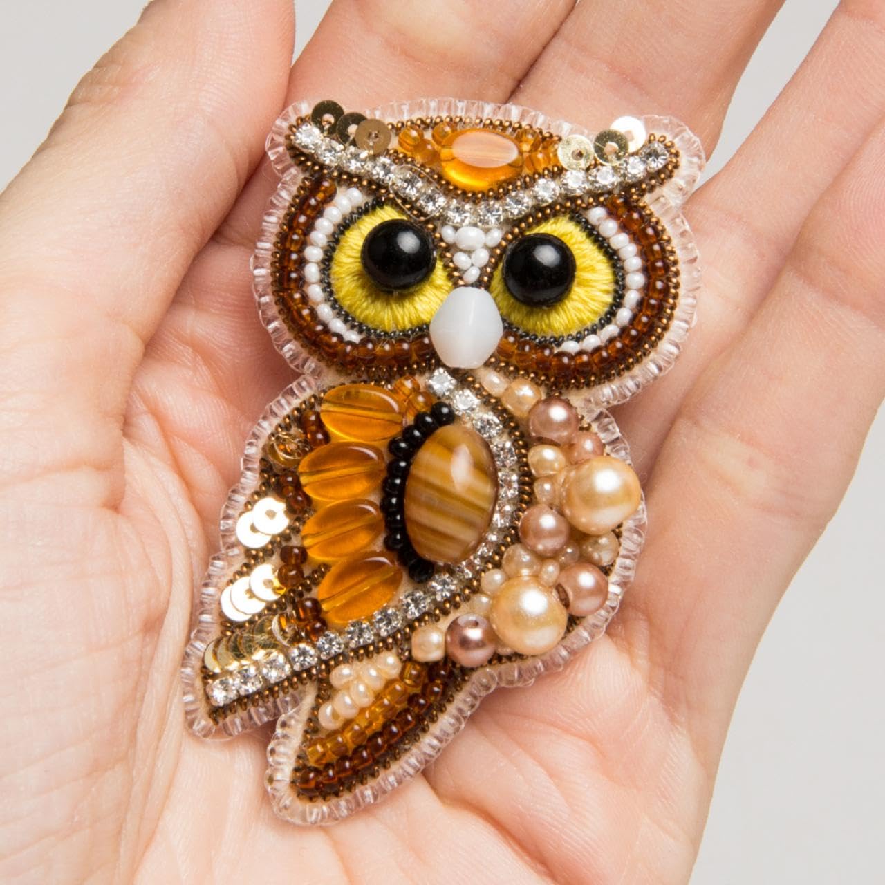 Crystal Art Beadwork kit for Creating Brooch Owl BP-346C
