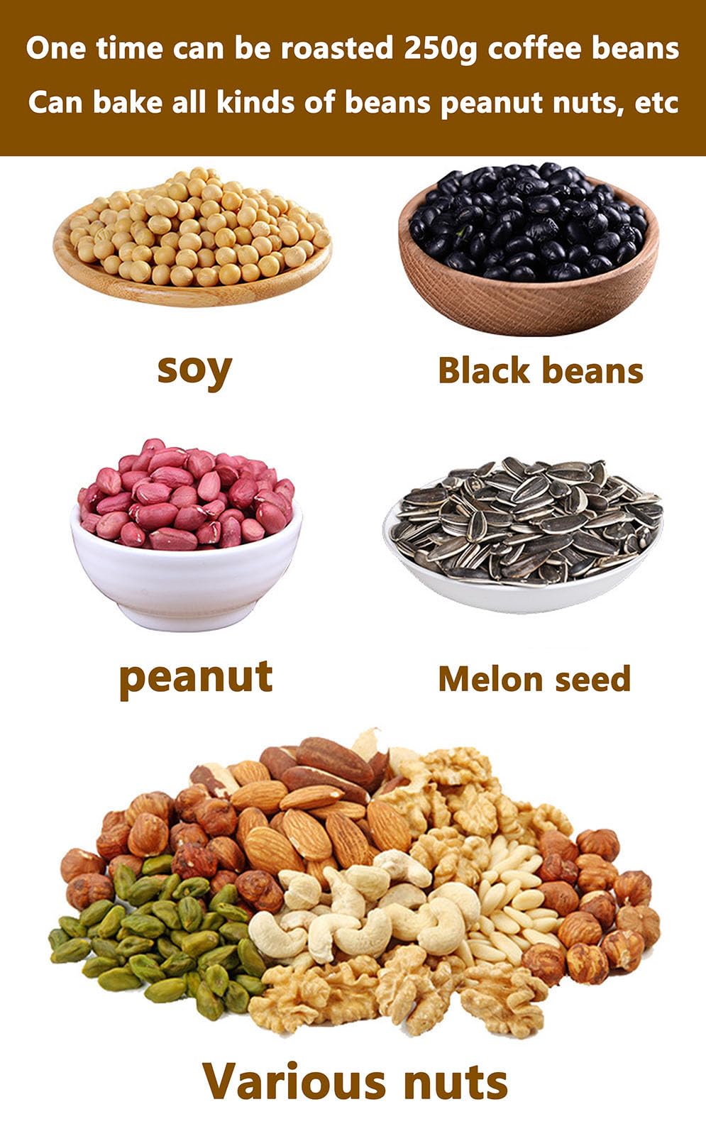 Torréfacteur De Grains De Café, Torréfacteur à Tambour, avec Fenêtre Visible Et Plateau en Acier Inoxydable, pour Céréales, Grains, Cacahuètes, Noix
