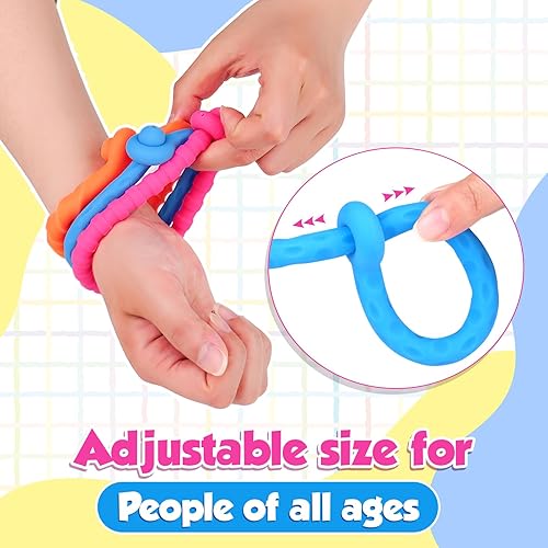 Miniatura 3 de Juguetes sensoriales Fidget Cuerdas elásticas: Juguetes Fidget Pulsera para Niños Calmantes - Pulsera sensorial ajustable para autismo - Caja de