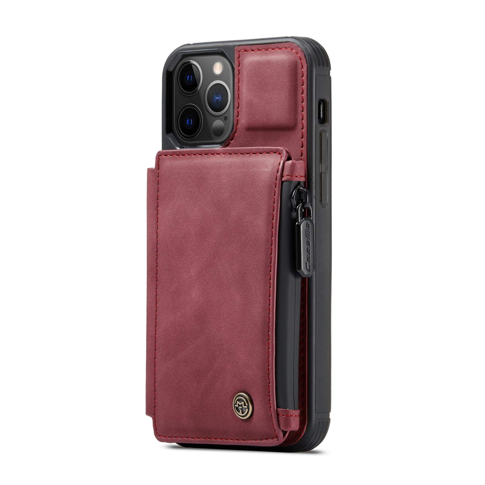 Leather Shell for 13 Pro Max 5G 2021 6.7 Bulky Card Cash Slot Kickstand Girl Sturdy Durable Gift Zipper Women Protective Soft Back Cardholders Unisex Cover Case