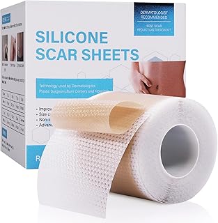 NEARPOW Parches Silicona Cicatrices, 4M Reutilizable Silicone Scar Sheets,Parche Desvanecimiento de Cicatriz Gel Silicone Scar Sheets, Cinta Regenerador de Heridas Parche Desvanecimiento de Cicatriz