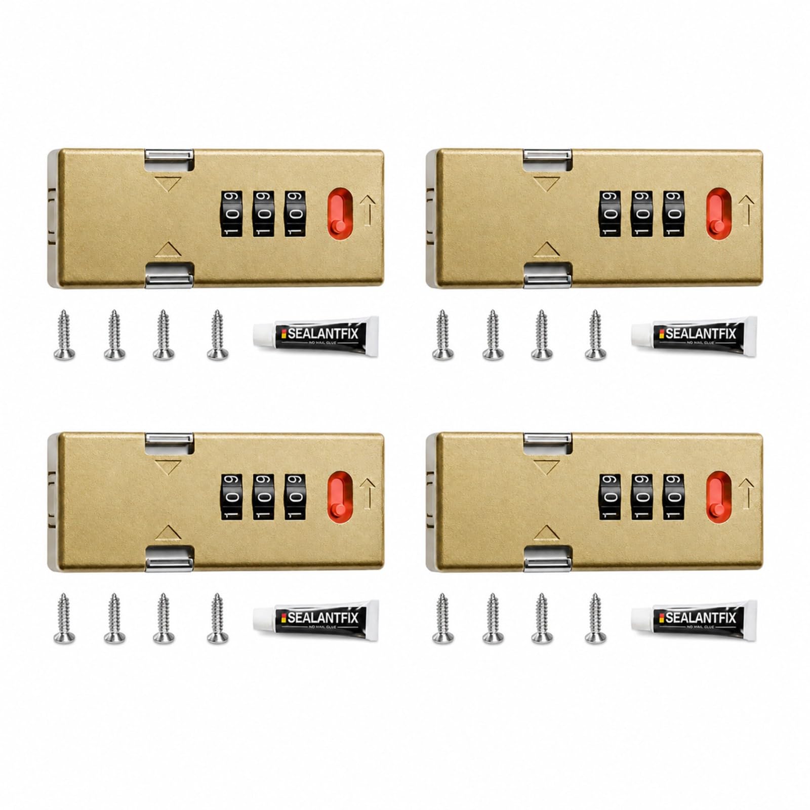 4 cerraduras para armarios con combinación de contraseña de 3 dígitos, cerradura de seguridad sin llave de aleación de zinc para cajones, puertas plegables de armario y puertas de doble cara.(Gold)