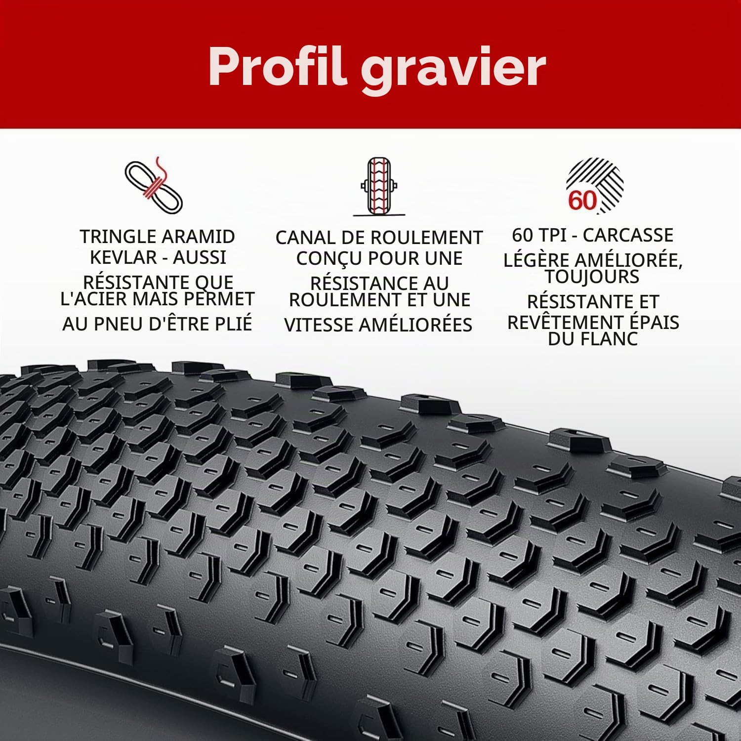 Fincci Gravel Pneus 700 x 38c avec Protection Anti Crevaison 1mm - Paire Pliable Tire 28 x 1.5 Pouces 30 TPI pour Tournée & Électrique & Route & Hybrid & VTT Velos