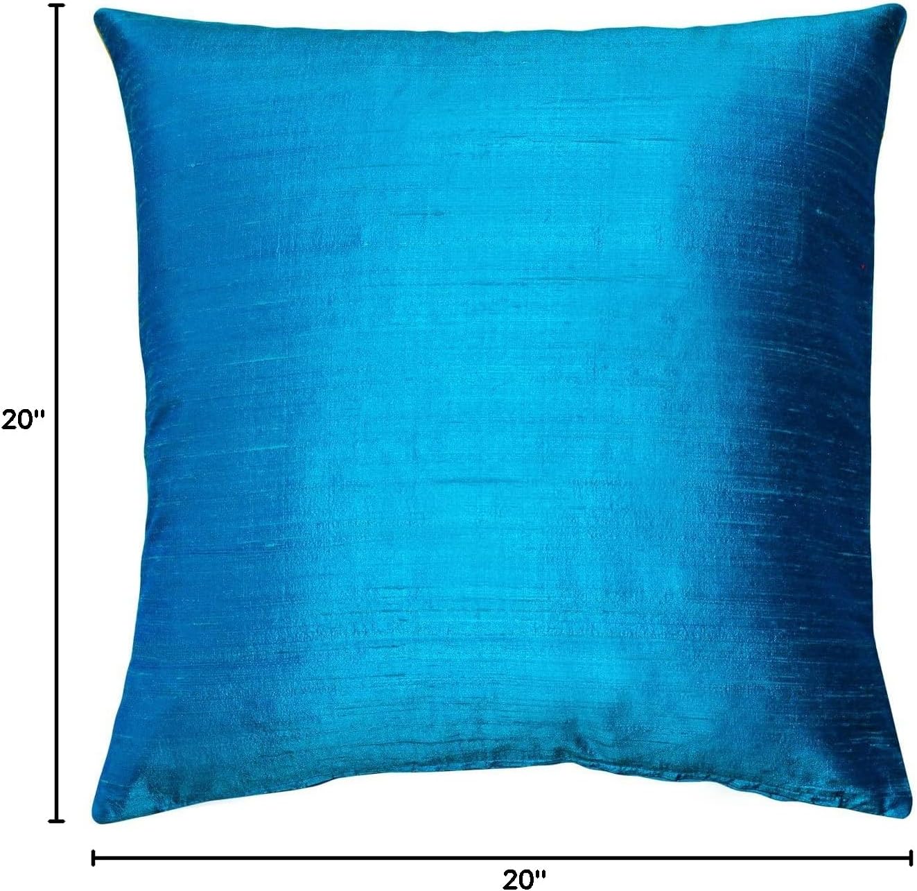 Sankara 100% Natural Dupioni Fine Silk Decorative Throw Pillow with Insert Included, Peacock Blue, 18 X 18 (12+ Colors)