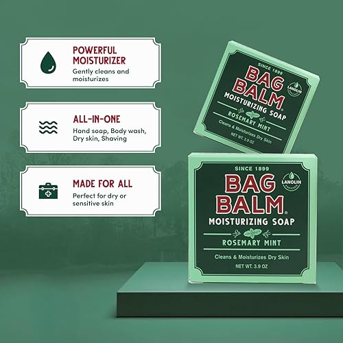 Miniatura 3 de Bag Balm Jabón hidratante en barra  Jabón suave para piel seca con lanolina  Bálsamo limpiador de manos y cuerpo  Jabón en barra de piel sensible