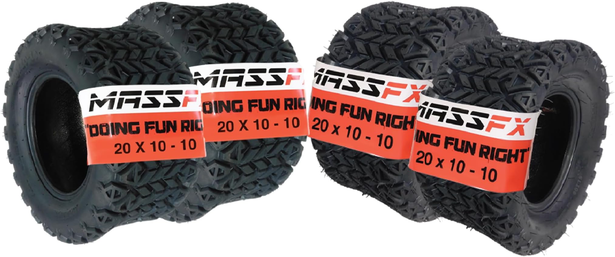 MASSFX SL 20x10-10 Front or Rear Golf Cart Turf Tire 4 PLY -Designed for the Golf Course or cruising around the Neighborhood 20x10x10; 20/1010 (4) Tires