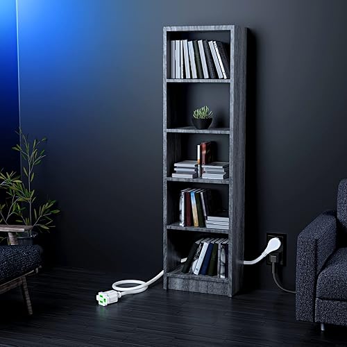 Miniatura 7 de Maximm Cable de extensión de enchufe plano de 6 pies con diseño de enchufe delgado que ahorra espacio, cable de extensión de perfil bajo 16AWG