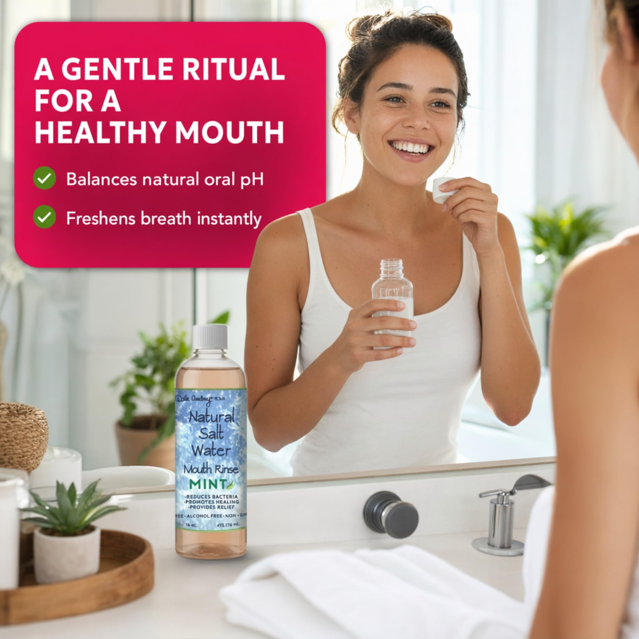 Dale Audrey Enjuague bucal y enjuague bucal con agua salada del Himalaya, menta, 16 onzas