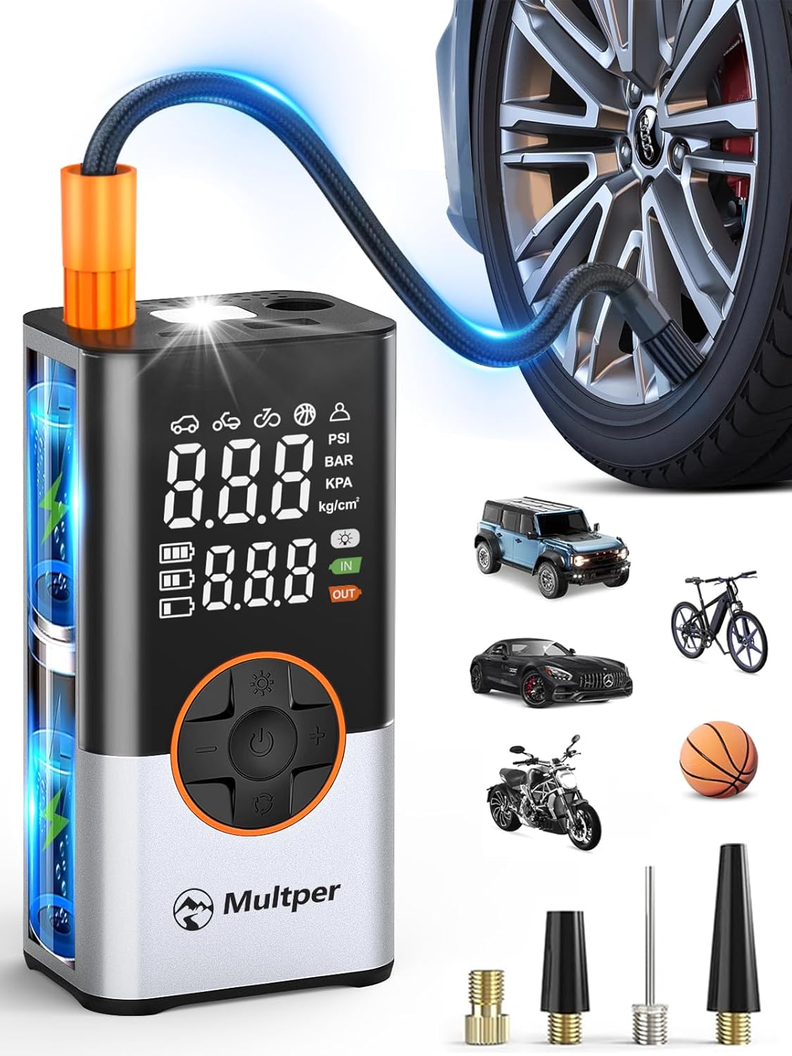 Pompa Per Bici HOTO Portatile - 150PSI, Gonfiaggio Rapido 25s, Con Manometro, Per MTB, E-Bike, Moto - Foto 8