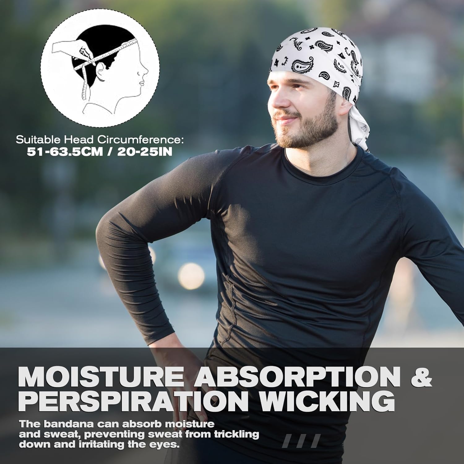 Bandanas Skull Cap for Men Women 3-in-1 Breathable Helmet Liner Neck Widening UV Sun Protection Neck Drape Do Rag Cycling Cap - Image 3