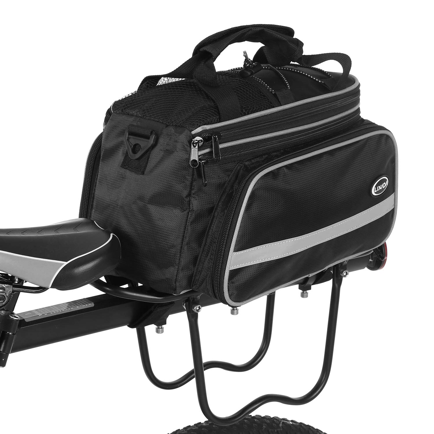 Lixada 10-25L Borsa per Sedile Posteriore per Bicicletta Impermeabile Resistente allo Strappo con Tracolla e Parapioggia 33 * 23 * 26 cm, Portapacchi Bici Tasche Multiple per Il Ciclismo