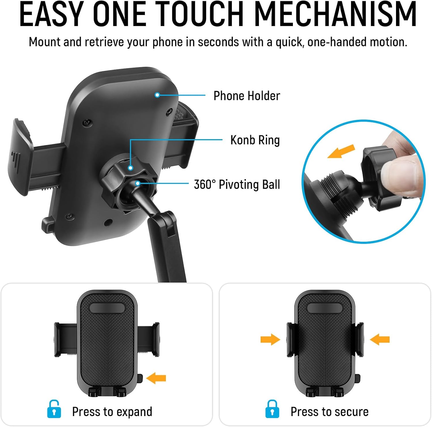 YOJOJOCO Car Phone Holder & Dashboard Tray Organizer Compatible with Toyota 2024-2026 Tacoma & 2025 2026 4Runner Accessories (Not fit 14" Screen) 360° Rotation 8-inch Screen Fixed Clip
