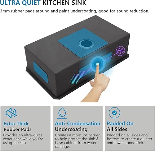 Miniatura 86 de Fregadero de lavandería de 25 x 22 pulgadas, montaje superior, acero inoxidable T304, calibre 16, 12 pulgadas de profundidad, fregadero individual