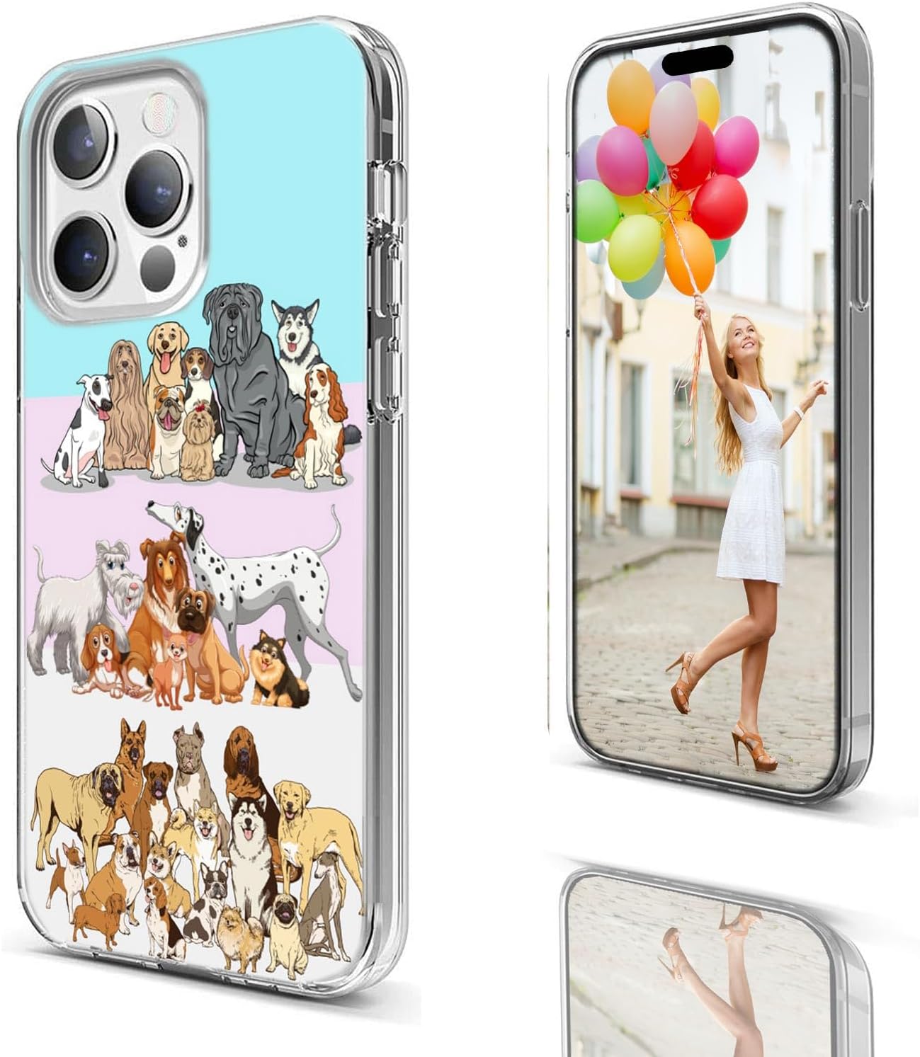 for iPhone 15 Pro Case for Women Girl Men, Full Protective Shockproof Soft TPU Slim Clear Phone Cover Cases Design for iPhone 15 Pro 6.1,Cute Cartoon Animal Pet Multi Breed Dog Puppy On Pink - Image 3