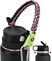 Vista 17 de Asa de cuerda de paracaídas para botellas Hydroflask 2.0 de boca ancha y estándar, con nuevo soporte de anillo de seguridad, 12oz - 64oz