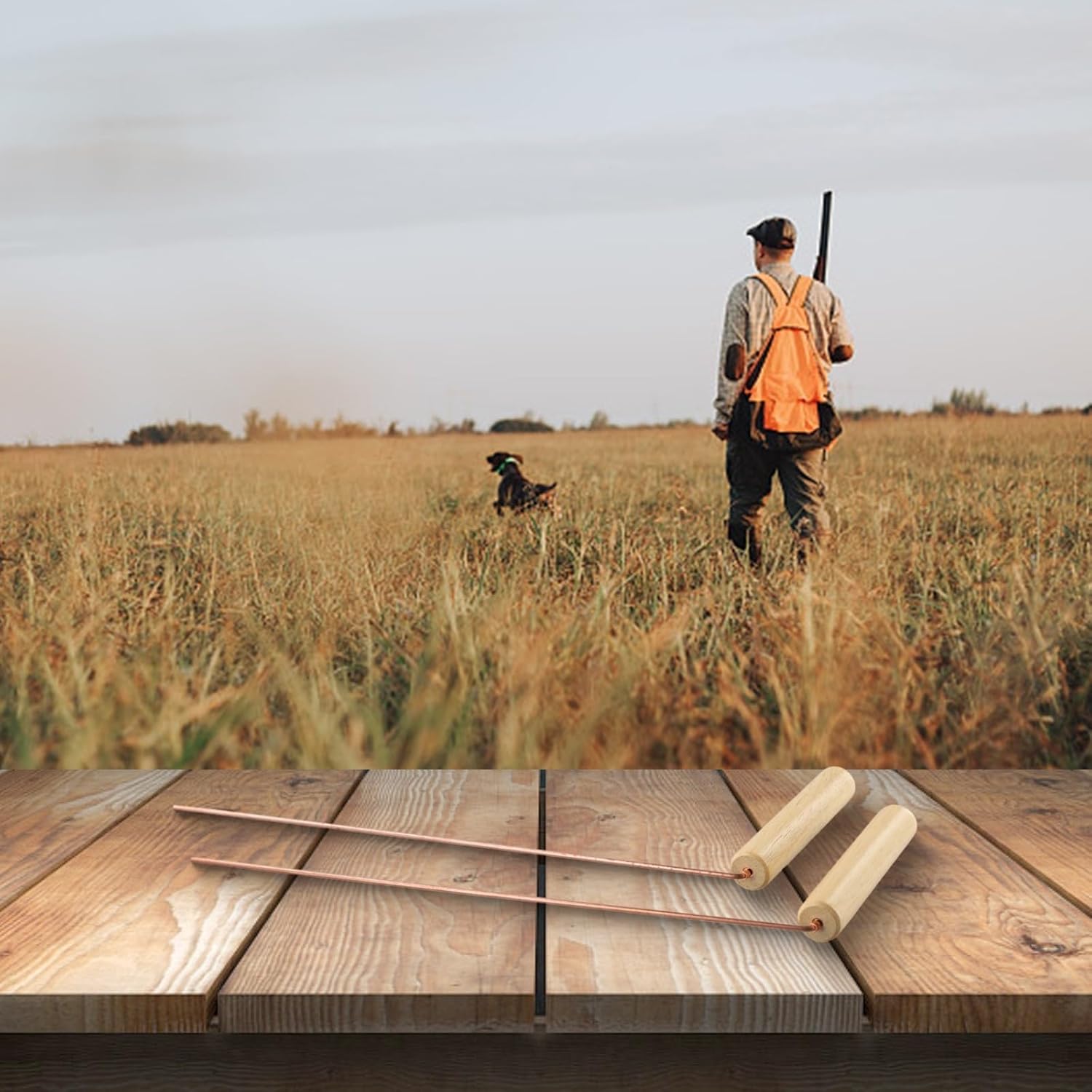 99.9% Pure Copper Divination Probe Rods (2-Pack) for Dowsing, Water Finding, Mineral And Utility Line Locating — Round Copper Probes with Ergonomic Birch Wood Handles, 13.86 Inches Long