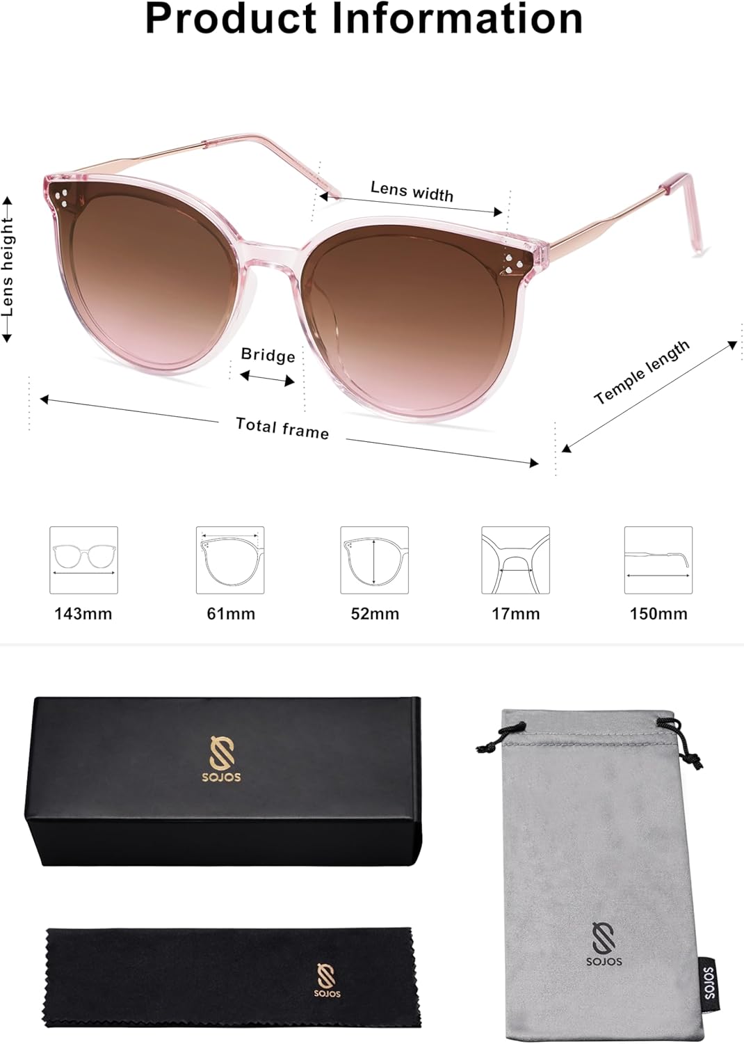 SOJOS Classic Trendy Round Sunglasses Womens Mens Oversized Large Shades UV400 Vacation Sunnies SJ2068 - Image 5