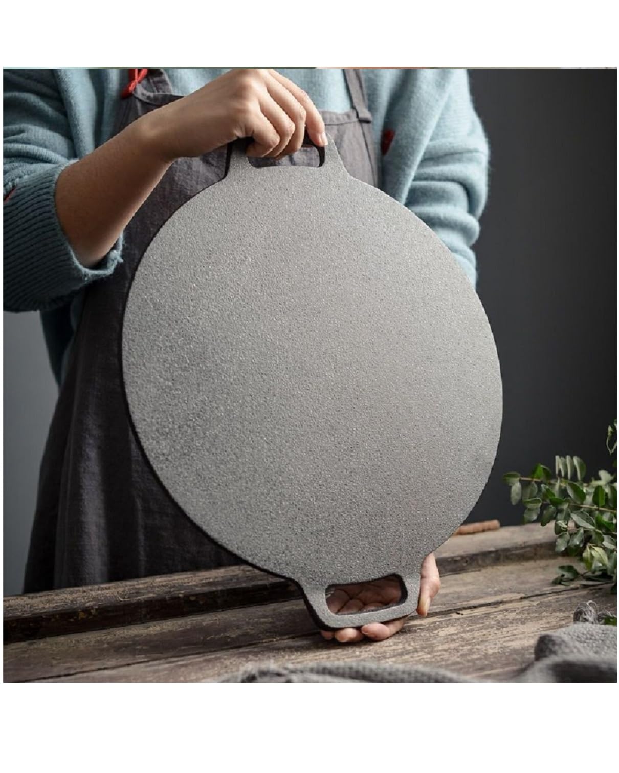 Poêle à crêpes chinoise, poêle à frire en fonte, 32 cm - Idéal pour faire et réchauffer crêpes, tortillas et pancakes