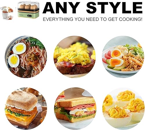 Vista 16 de Evoloop - Olla eléctrica de cocido rápido para 6 huevos, con capacidad para 6 huevos, blandos, medios y duros, escalfador, máquina para hacer Negro