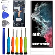OLED Display [with Frame] [with Fingerprint Function Compatible with Samsung Galaxy S22 Ultra [6.5 inch] SM-S908U, SM-S908U1 Screen Touch Digitizer Assembly LCD Display with Repair kit