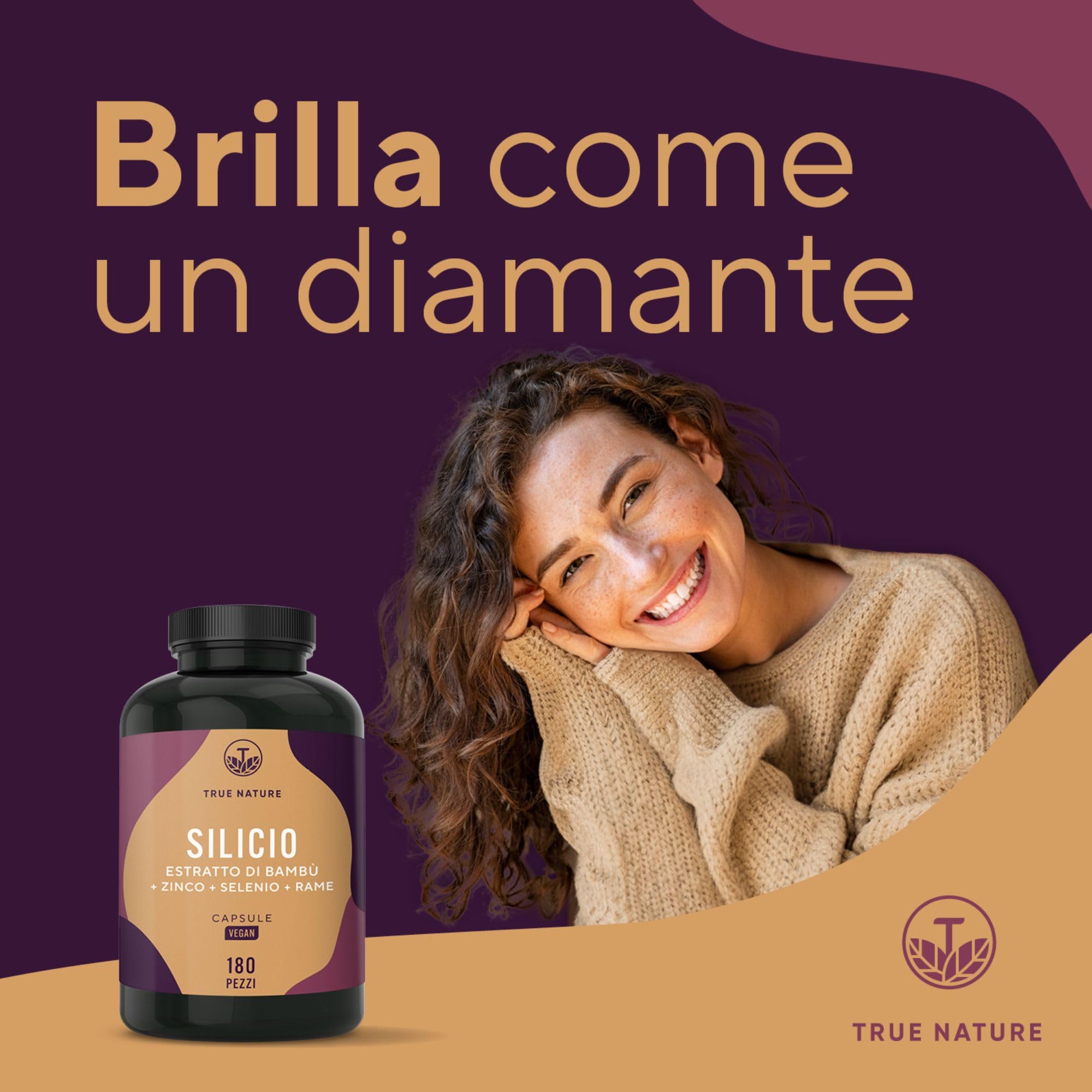 Capsule di Silicio - 180 Capsule per 6 Mesi - Alto Dosaggio - Con Zinco & Selenio - Silicio Organico ad Alto Dosaggio da Estratto di Bambù Indiano - 643 mg - Vegano - TRUE NATURE