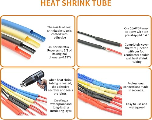 Miniatura 4 de Juego de 6 conectores impermeables de 6 pines, conectores eléctricos DT a tope para automóviles, kit de conectores de cable de 16 AWG con tubo