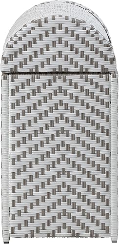 Miniatura 7 de 247 Shop at Home Ulysses - Bote de basura moderno de aluminio y mimbre para todo tipo de clima, con tapa de empuje, para exteriores, patio, zona de