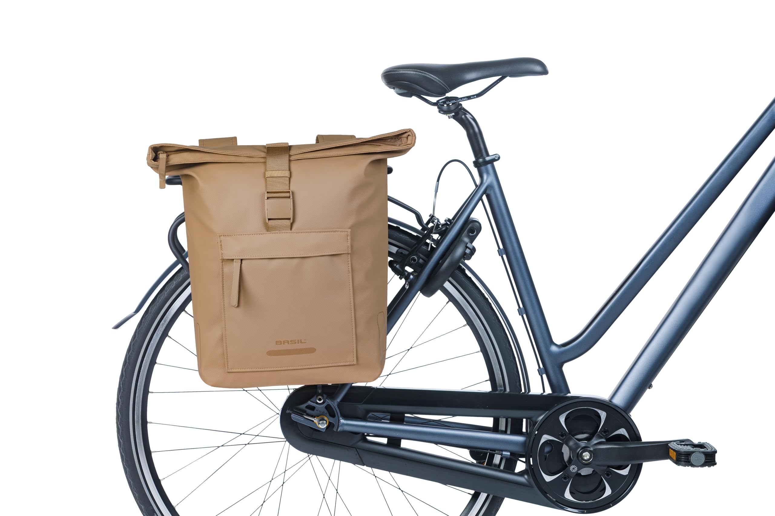 Basil Brooklyn Double Sacoche de vélo - Étanche - 41 l - Imperméable - Réfléchissant - en matériau recyclé - Sable