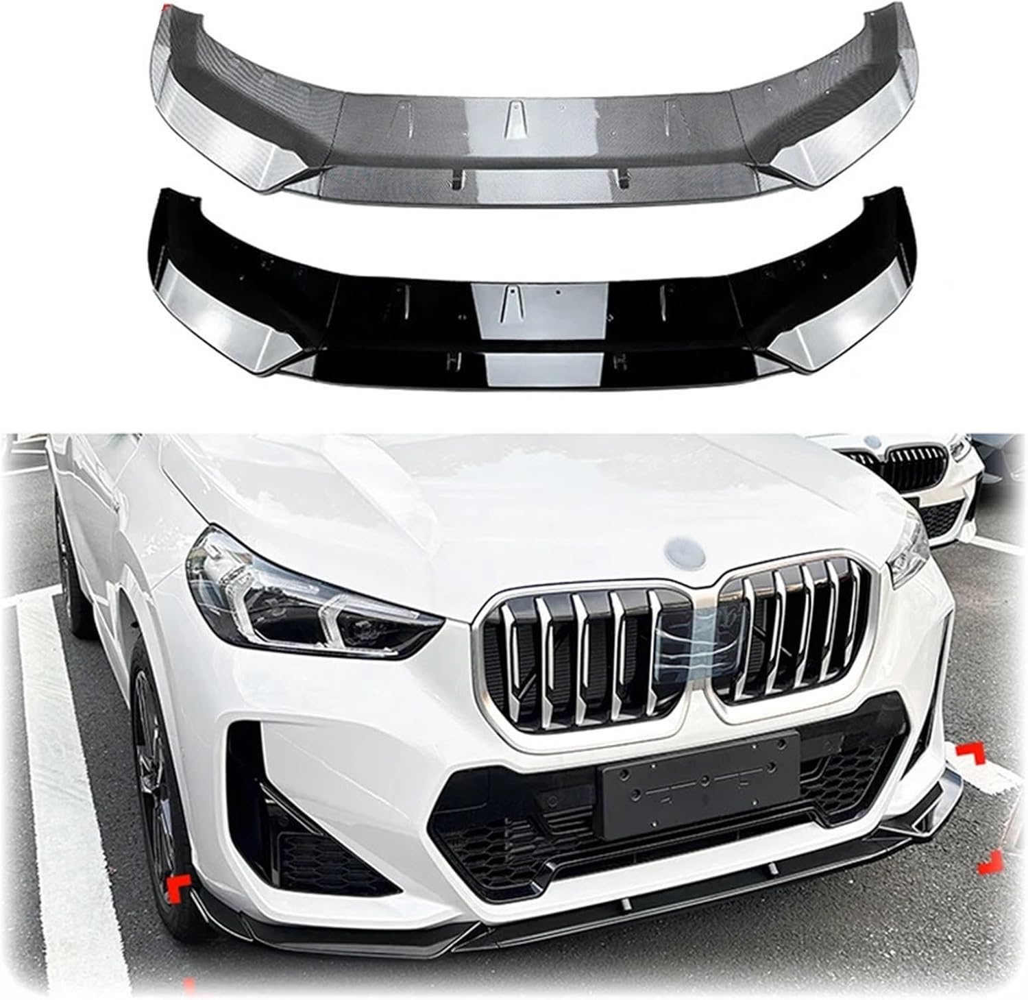 Front Bumper Lip for BMW X1 iX1 U11 2023-2024 Carbon Fiber Look 2