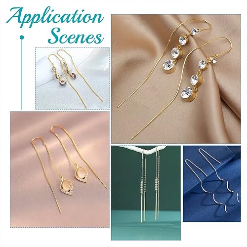 Miniatura 5 de UNICRAFTALE 20 pendientes de acero inoxidable dorado de 4.291 in de largo con bucles para la fabricación de joyas