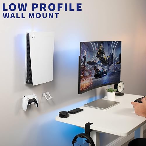 Miniatura 2 de VIVO Soporte de pared 2 en 1 y debajo del escritorio diseñado para consola de juegos PS5 Playstation 5 Standard y edición digital pantalla de pared