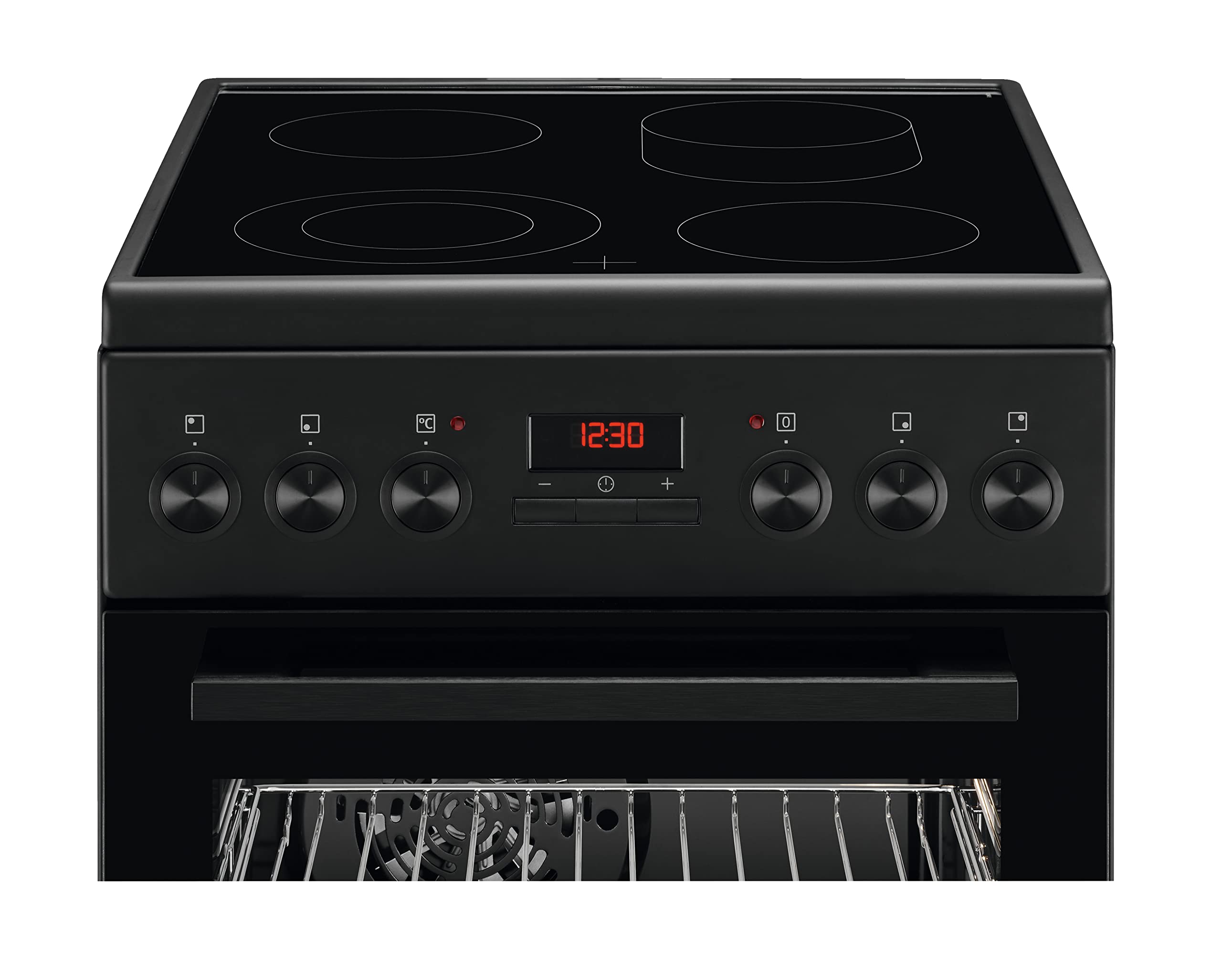 AEG CCB54482BB 50 cm Standherd mit Glaskeramik-Kochfeld / Bräterzone / Mehrkreiskochzone / Versenkknebel / Grillfunktion / Display mit Uhr / A