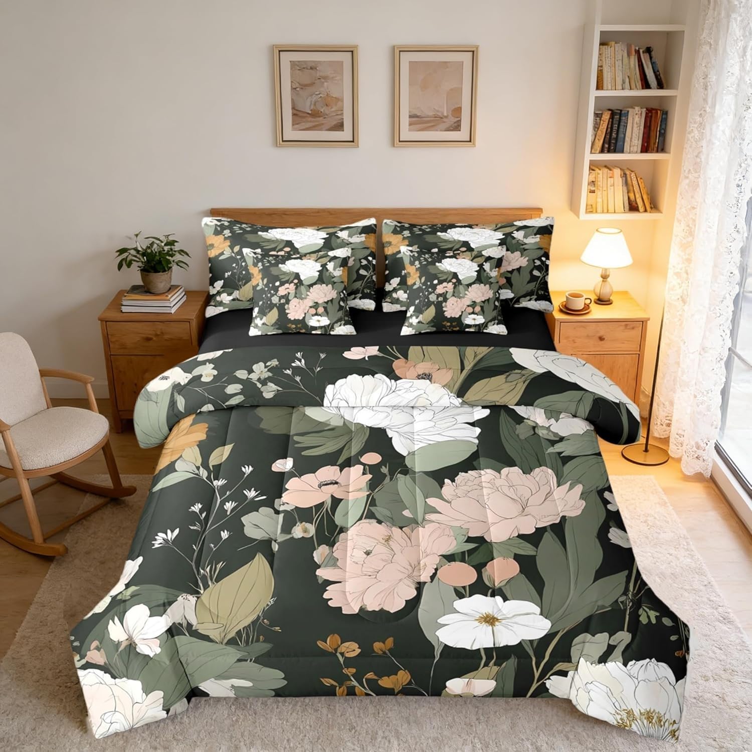 Couette sans housse lavable 240x260 chaude fleurs pour lit adulte