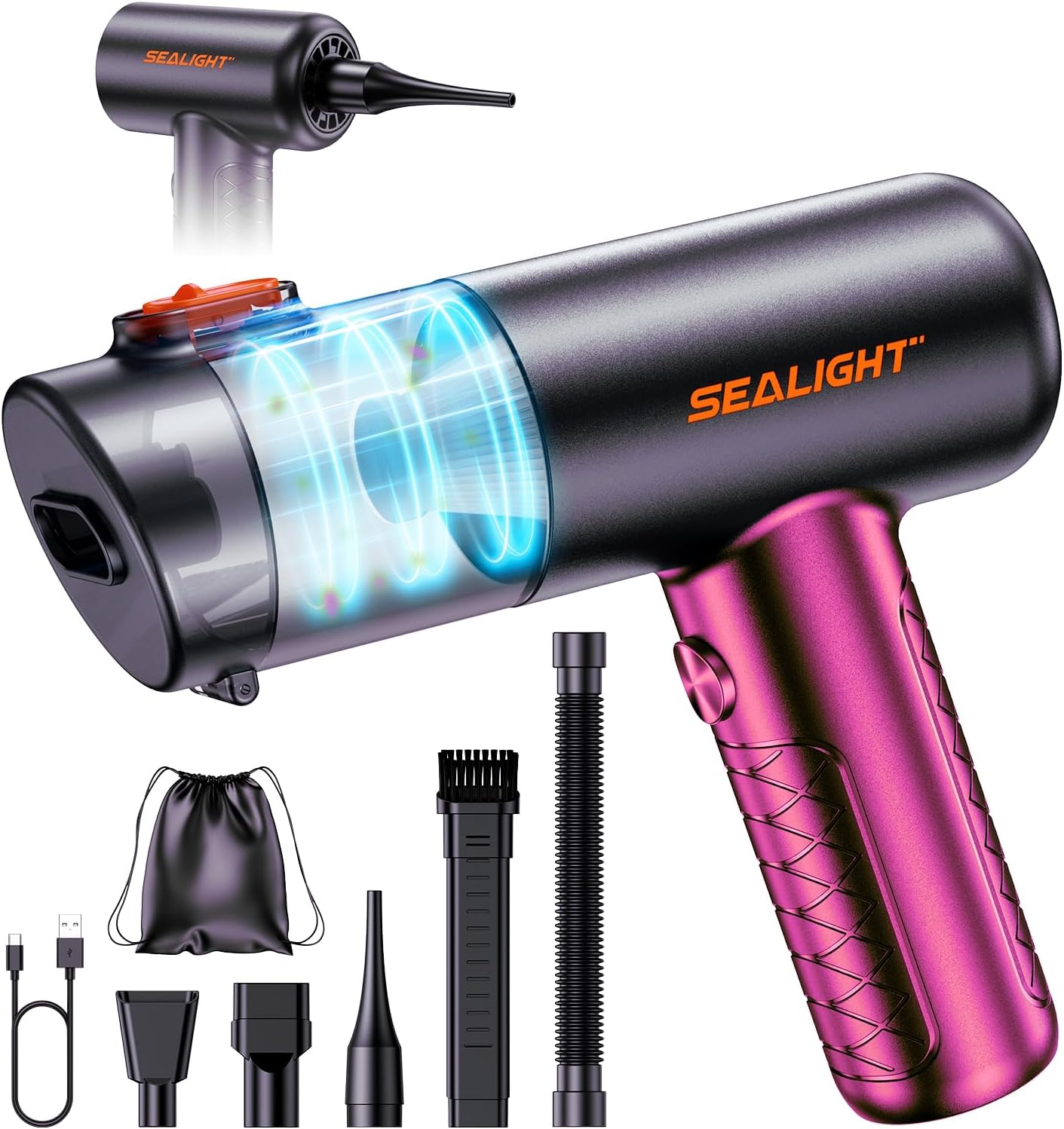 SEALIGHT Handheld Car Vacuum Wireless, Handheld Vacuum Cleaner with 21000pa High Power Suction, Two Batteries Long Endurance, 18V/120W Mini Vacuum Cleaner for Car, Home, Office