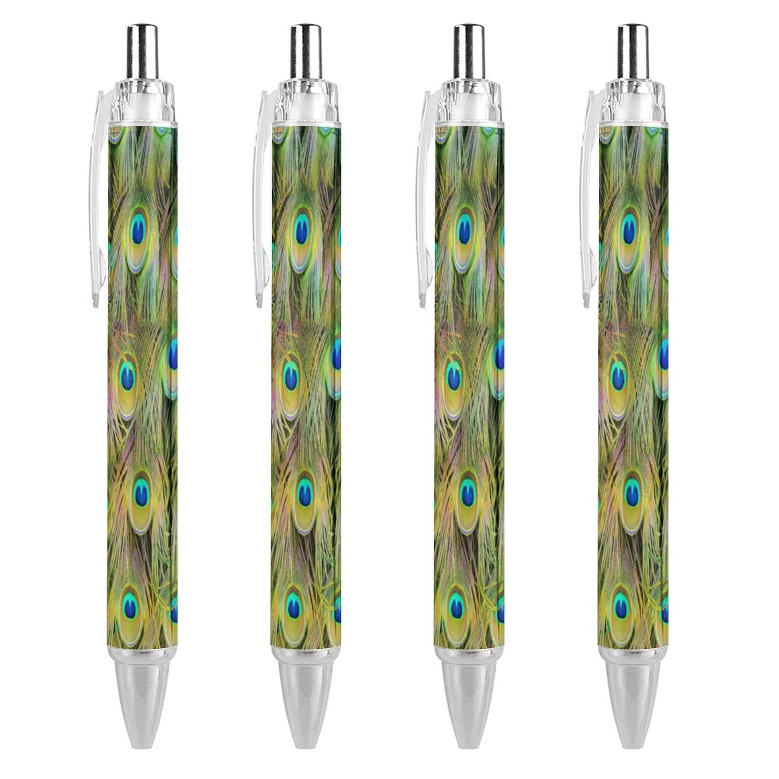 The Tailfeathers of A Male Peacock Ballpoint Pen Retractable Blue Ink Office Pens Business Gift Pens