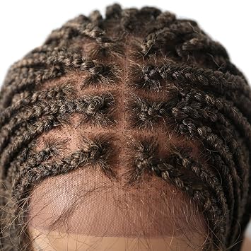 33 inch Braids Wig Lace Front Hand Tied Lace Braided Wig For Black Women Heat Resistant Fiber Braids Box Braids Wig Natural Looking For Black Women #1B-27T