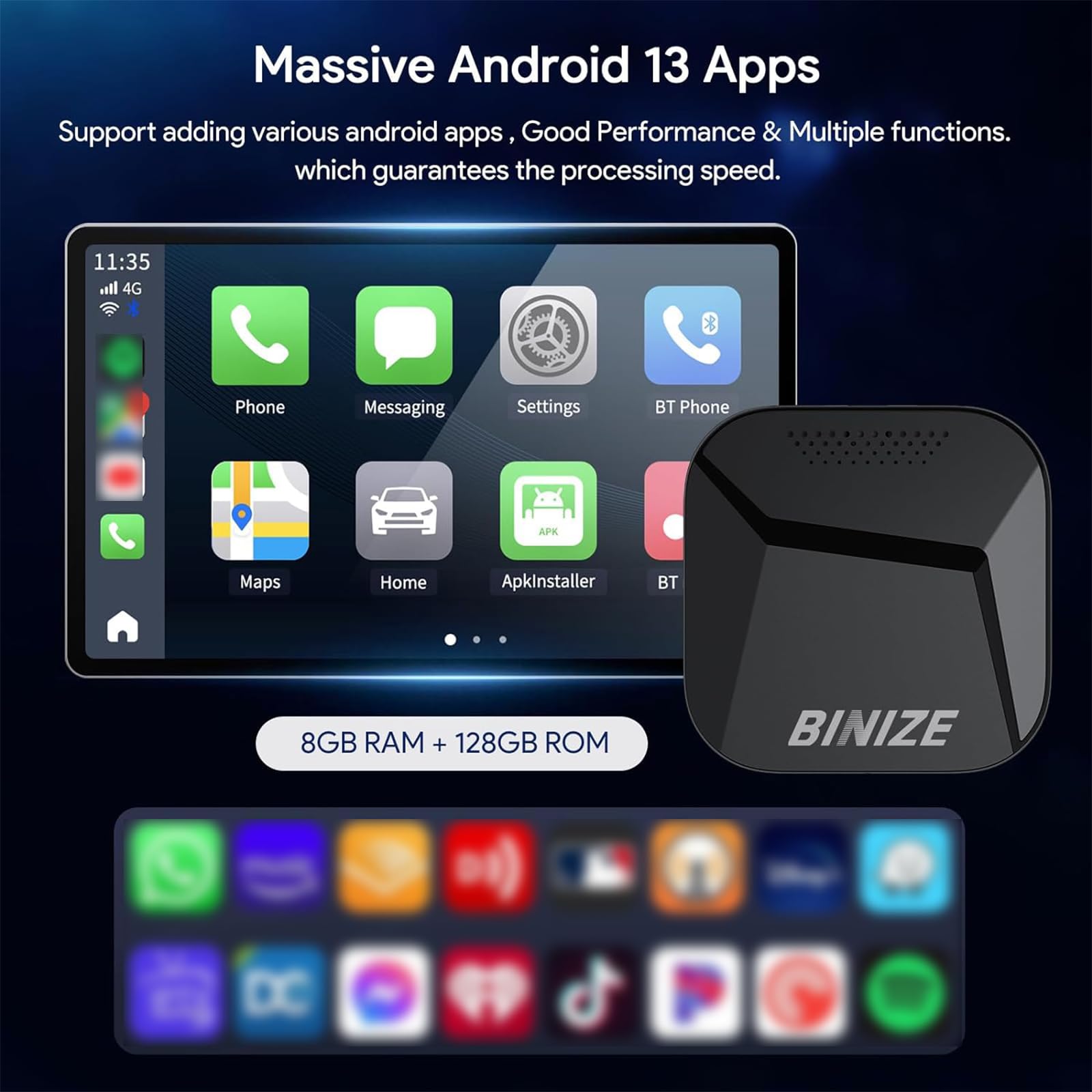 BINIZE Carplay Ai Box Android 13 Android Auto Box Smart Ai Box Car