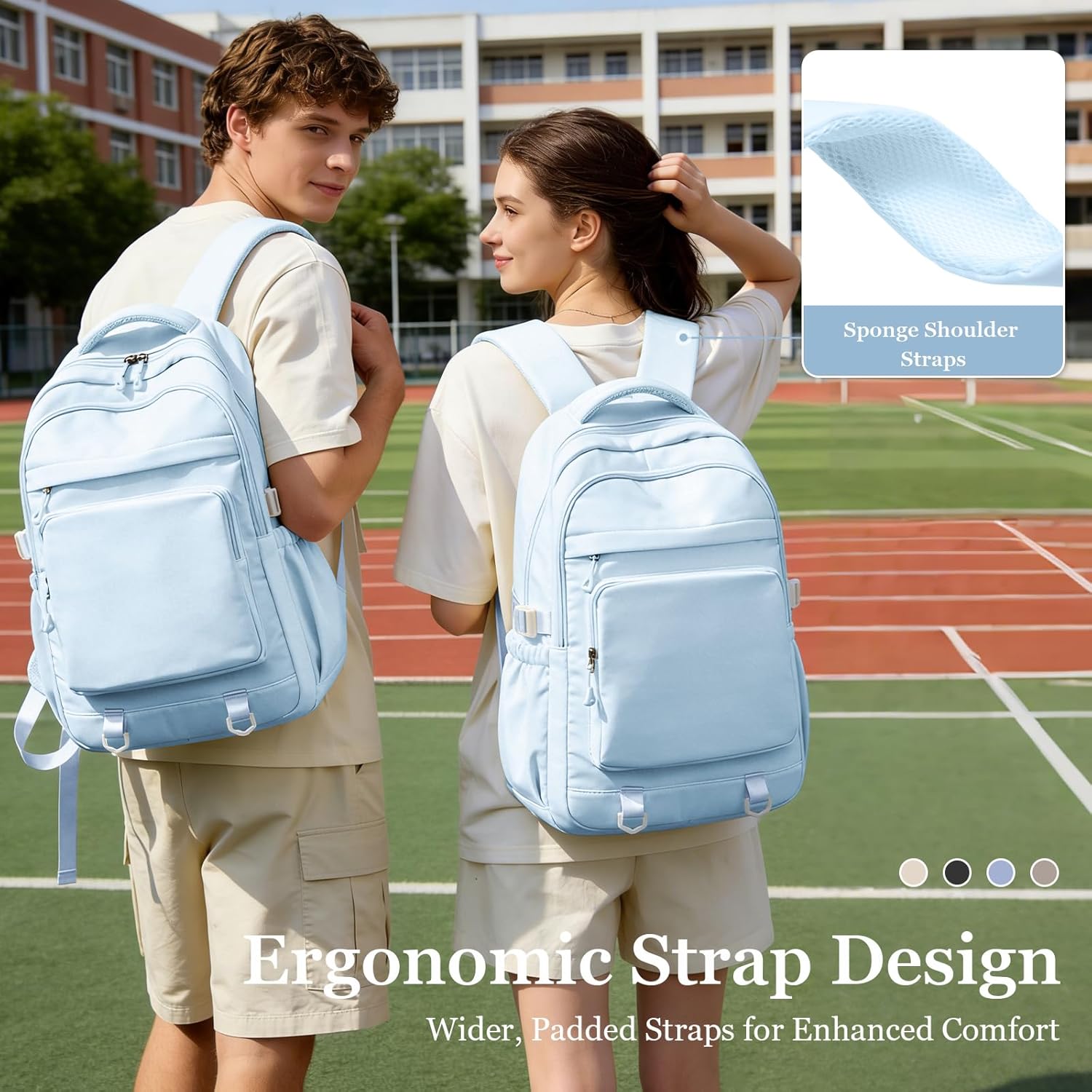 Simple Backpack for School Waterproof Backpack for Women Men Cute Casual Daypacks Lightweight Backpacks High School Bookbag for Teens Girls Boys(Blue) - Image 6